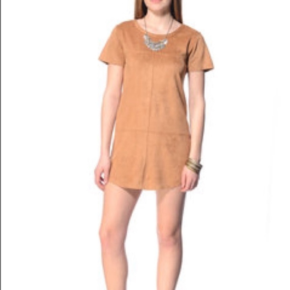 Mink pink faux suede t-shirt dress size medium
